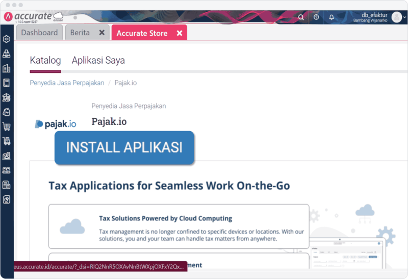Install Pajak.io di Accurate Store